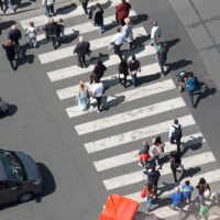 Aerial view of pedestrian crossing on street