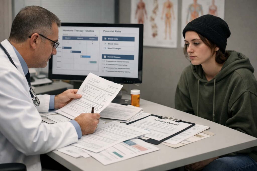 clinical consultation reviewing informed consent and hormone therapy risks in medical malpractice context Baltimore